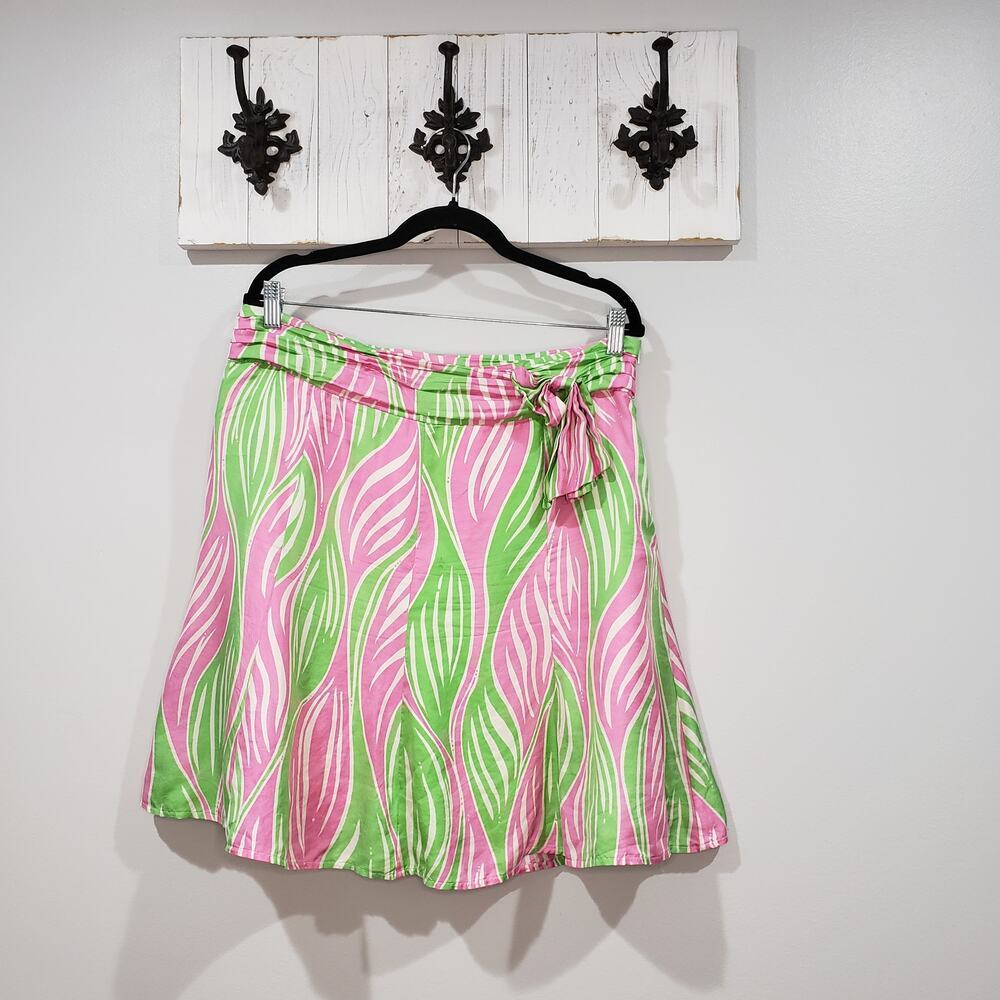 Lilly Pulitzer Adeline Silk Wrap Skirt Southern Tea Print Size 12